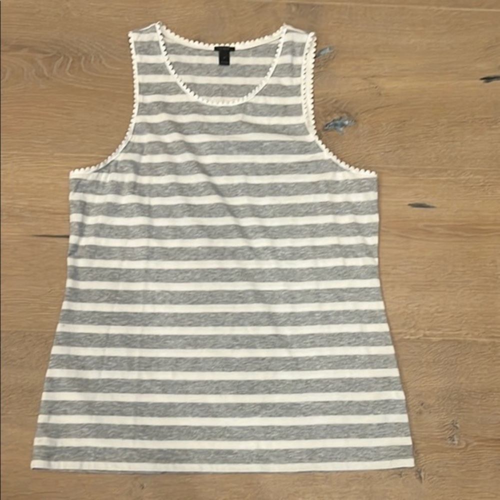 J. Crew Gray and White Sleeveless Tank Top